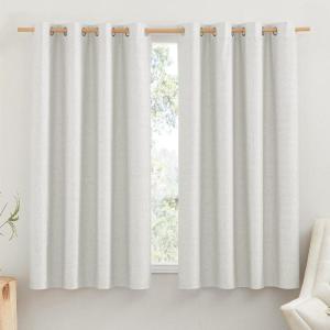 imageNICETOWN Ivory 100 Blackout Short Curtains 68quot Lenghth Burg for Kitchen 2 Panels Ivory Linen Drapes with Thermal Insulated White Liner Keeping Out Cold Air and Heat Panels