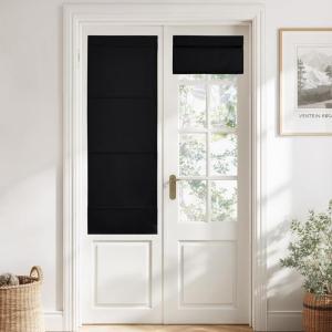 imageNICETOWN No Drill Roman Shadeo No Tools Door Blinds for Side Door Privacy Thermal Insulation Magnetic Window Curtains for French Front 1 Panel 22quot W x 64quot L Biscotti BeigeBlack