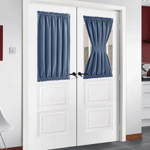 imageNICETOWN No Drill Roman Shadeo No Tools Door Blinds for Side Door Privacy Thermal Insulation Magnetic Window Curtains for French Front 1 Panel 22quot W x 64quot L Biscotti BeigeStone Blue