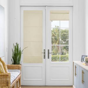imageNICETOWN No Drill Roman Shadeo No Tools Door Blinds for Side Door Privacy Thermal Insulation Magnetic Window Curtains for French Front 1 Panel 22quot W x 64quot L Biscotti BeigeLight Beige