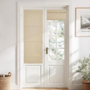 imageNICETOWN No Drill Roman Shadeo No Tools Door Blinds for Side Door Privacy Thermal Insulation Magnetic Window Curtains for French Front 1 Panel 22quot W x 64quot L Biscotti BeigeBiscotti Beige
