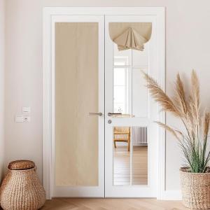 imageNICETOWN No Drill Roman Shadeo No Tools Door Blinds for Side Door Privacy Thermal Insulation Magnetic Window Curtains for French Front 1 Panel 22quot W x 64quot L Biscotti BeigeMagnetic  Biscotti Beige