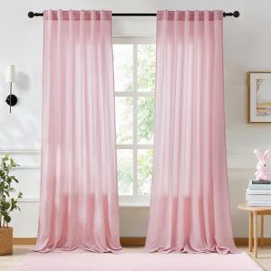 imageNICETOWN NonSeeThrough Sage Green Sheer Curtains for Bedroom Privacy Rod Pocket ampamp Back Tab Light Filtering Window Treatments for Living Room W52 x L84 2 PanelsPink