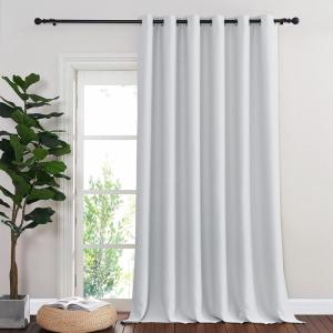 imageNICETOWN Patio Door Curtain Room Darkening Drapes Grommet Light ampamp Heat Blocking Room Divider Curtain Panel Window Drape for BedroomLiving Room Greyish White W80 x L90 1 Panel