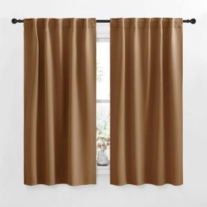 imageNICETOWN RV Curtains for Camper Windows  Gold Brown Color 34x54 Inch 2 Panels Set Thermal Insulated Room Darkening Blackout DrapesDraperies with Rod Pocket ampamp Back Tab for Half Window