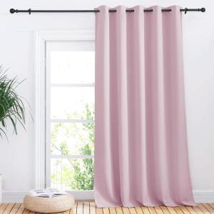 imageNICETOWN Sliding Door Curtains Wide Thermal Blackout Patio Door Curtain Panel Baby Pink W70 x L95 Sliding Door DrapesDraperies with Grommet Top
