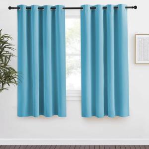 imageNICETOWN Teal Blue Blackout Curtain 68 inch Long 55 inches Width 1 Panel Thermal Insulated Window Treatment with Grommet Room Darkening Thermal Insulated Panel for BedroomLiving Room