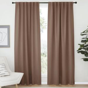 imageNICETOWN Window Treatment Blackout Window Blinds  Cappuccino Color 52x72 Inch 1 Pair Back TabRod Pocket Blackout Draperies for Bedroom