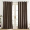imageNICETOWN Coffee Vintage Linen 100 Blackout Curtains for Living Room Thermal Insulated Curtains 95 Long Noise Reducing Window Treatment Drapes for Home Office 62quot Wide Per Panel Set of 2