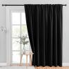 imageNICETOWN Room Darkning Blinds for Patio Door Sliding Door Insulated Blackout Curtains Extra Wide Curtain for VillaHallParlor Cappuccino 70 inches W x 84 inches L Single PanelBlack