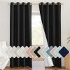 imageNICETOWN Vintage Open Linen Weave Flax Thermal Black Curtains for Holloween Decoration 100 Blackout Curtains 84 inches Long 2 PCs for Dining Room Soundproof Window Treatment Drapes for Hall Room