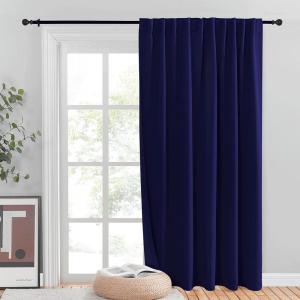 imageNICETOWN Room Darkning Blinds for Patio Door Sliding Door Insulated Blackout Curtains Extra Wide Curtain for VillaHallParlor Cappuccino 70 inches W x 84 inches L Single PanelDark Blue