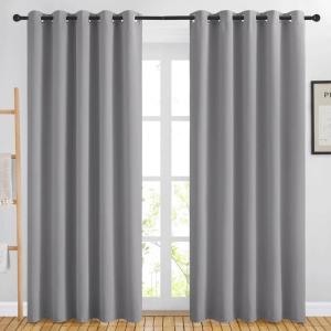 imageNICETOWN Room Darkening Silver Grey Curtains for Living Room  Solid Thermal Insulated Sound Reducing Grommet Curtains Drapes for BedroomPatio 2 Panels W66 x L84