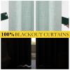 imageNICETOWN 100 Absolutely Blackout Linen Curtains with Thermal Insulated White Liner Seafoam Green 42quot Wide 84quot Length Energy Saving Curtains for Living Room 2 Panels Set Vertical Blinds