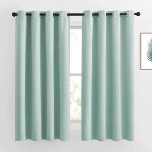 imageNICETOWN Aqua Blue Blackout Curtains 63 inches Long for Bedroom Grommet Solid Thermal Drapes Light Blocking Window Treatments Sound Reducing for Living Room W46 x L63 2 Panels