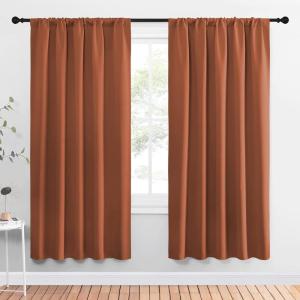 imageNICETOWN Blackout Curtains and Drapes  Thermal Insulated Solid Rod Pocket Blackout DraperiesPanels Burnt Orange 1 Pair 52 by 72 inches