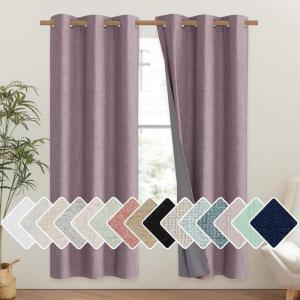 imageNICETOWN Chaise Mauve Vintage Linen 100 Blackout Curtains for Classroom Thermal Insulated Curtains 72quot Long Noise Reducing Window Treatment Drapes for Gym Room 42quot Wide Per Panel Set of 2