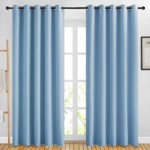 imageNICETOWN Room Darkening Blue Curtains for Living Room  Solid Thermal Insulated Sound Reducing Grommet Room Darkening Curtains Drapes for BedroomPatio 2 Panels W66 x L84