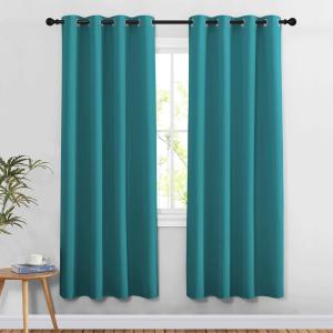 imageNICETOWN Sea Teal Blackout Doorway Curtains 78 inch Length 2 Panels Grommet Light Reducing Thermal Insulated Privacy Door Curtains Window Treatments for Bedroom W52 x L78