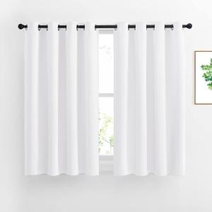 imageNICETOWN White Curtain Panels for Dining Room  Tripe Weave Thermal Insulated Grommet Window Draperies and Curtains for Bedroom Set of 2 Panels 52 x 54 inches in White