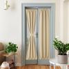 imageNICEETOWN 100 Blackout Door Curtain Light Green Linen Blended Privacy French Short Door Curtain for Patio Sidelight Shade for Glass 25 x 40 inches 1 PanelOatmeal