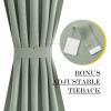 imageNICEETOWN 100 Blackout Door Curtain Light Green Linen Blended Privacy French Short Door Curtain for Patio Sidelight Shade for Glass 25 x 40 inches 1 PanelSage Green