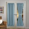imageNICEETOWN 100 Blackout Door Curtain Light Green Linen Blended Privacy French Short Door Curtain for Patio Sidelight Shade for Glass 25 x 40 inches 1 PanelMist Blue