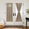 imageNICEETOWN 100 Blackout Door Curtain Light Green Linen Blended Privacy French Short Door Curtain for Patio Sidelight Shade for Glass 25 x 40 inches 1 PanelCamel