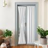 imageNICEETOWN 100 Blackout Door Curtain Light Green Linen Blended Privacy French Short Door Curtain for Patio Sidelight Shade for Glass 25 x 40 inches 1 PanelGreyish White