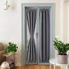 imageNICEETOWN 100 Blackout Door Curtain Light Green Linen Blended Privacy French Short Door Curtain for Patio Sidelight Shade for Glass 25 x 40 inches 1 PanelCharcoal Gray