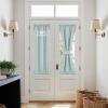 imageNICEETOWN 100 Blackout Door Curtain Light Green Linen Blended Privacy French Short Door Curtain for Patio Sidelight Shade for Glass 25 x 40 inches 1 PanelSeafoam Green