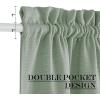 imageNICEETOWN 100 Blackout Door Curtain Light Green Linen Blended Privacy French Short Door Curtain for Patio Sidelight Shade for Glass 25 x 40 inches 1 PanelSage Green