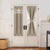 imageNICEETOWN 100 Blackout Door Curtain Light Green Linen Blended Privacy French Short Door Curtain for Patio Sidelight Shade for Glass 25 x 40 inches 1 PanelCamel