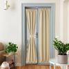 imageNICEETOWN 100 Blackout Door Curtain Light Green Linen Blended Privacy French Short Door Curtain for Patio Sidelight Shade for Glass 25 x 40 inches 1 PanelOatmeal