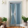 imageNICEETOWN 100 Blackout Door Curtain Light Green Linen Blended Privacy French Short Door Curtain for Patio Sidelight Shade for Glass 25 x 40 inches 1 PanelMist Blue