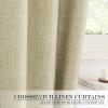 imageNICEETOWN 100 Blackout Door Curtain Light Green Linen Blended Privacy French Short Door Curtain for Patio Sidelight Shade for Glass 25 x 40 inches 1 PanelKhaki