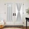 imageNICEETOWN 100 Blackout Door Curtain Light Green Linen Blended Privacy French Short Door Curtain for Patio Sidelight Shade for Glass 25 x 40 inches 1 PanelCloud White