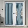 imageNICEETOWN 100 Blackout Door Curtain Light Green Linen Blended Privacy French Short Door Curtain for Patio Sidelight Shade for Glass 25 x 40 inches 1 PanelMist Blue