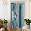 imageNICEETOWN 100 Blackout Door Curtain Light Green Linen Blended Privacy French Short Door Curtain for Patio Sidelight Shade for Glass 25 x 40 inches 1 PanelMist Blue