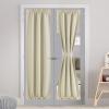 imageNICEETOWN 100 Blackout Door Curtain Light Green Linen Blended Privacy French Short Door Curtain for Patio Sidelight Shade for Glass 25 x 40 inches 1 PanelBeige