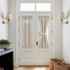 imageNICEETOWN 100 Blackout Door Curtain Light Green Linen Blended Privacy French Short Door Curtain for Patio Sidelight Shade for Glass 25 x 40 inches 1 PanelCream