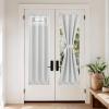 imageNICEETOWN 100 Blackout Door Curtain Light Green Linen Blended Privacy French Short Door Curtain for Patio Sidelight Shade for Glass 25 x 40 inches 1 PanelCloud White