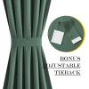 imageNICEETOWN 100 Blackout Door Curtain Light Green Linen Blended Privacy French Short Door Curtain for Patio Sidelight Shade for Glass 25 x 40 inches 1 PanelDark Green
