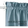 imageNICEETOWN 100 Blackout Door Curtain Light Green Linen Blended Privacy French Short Door Curtain for Patio Sidelight Shade for Glass 25 x 40 inches 1 PanelMist Blue