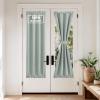 imageNICEETOWN 100 Blackout Door Curtain Light Green Linen Blended Privacy French Short Door Curtain for Patio Sidelight Shade for Glass 25 x 40 inches 1 PanelGreyish Green