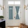 imageNICEETOWN 100 Blackout Door Curtain Light Green Linen Blended Privacy French Short Door Curtain for Patio Sidelight Shade for Glass 25 x 40 inches 1 PanelSkylark Blue