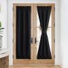 imageNICEETOWN 100 Blackout Door Curtain Light Green Linen Blended Privacy French Short Door Curtain for Patio Sidelight Shade for Glass 25 x 40 inches 1 PanelBlack