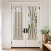 imageNICEETOWN 100 Blackout Door Curtain Light Green Linen Blended Privacy French Short Door Curtain for Patio Sidelight Shade for Glass 25 x 40 inches 1 PanelLinen