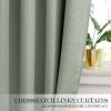 imageNICEETOWN 100 Blackout Door Curtain Light Green Linen Blended Privacy French Short Door Curtain for Patio Sidelight Shade for Glass 25 x 40 inches 1 PanelSage Green