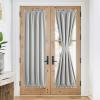 imageNICEETOWN 100 Blackout Door Curtain Light Green Linen Blended Privacy French Short Door Curtain for Patio Sidelight Shade for Glass 25 x 40 inches 1 PanelLight Grey
